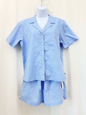 GAP NWT Light Blue Short-Sleeve 100% Cotton Poplin Pajama Set size Small
